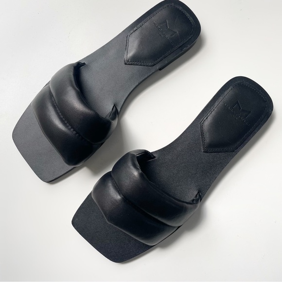 Marc Fisher Shoes - NEW Marc Fisher Ralla Leather Slide Sandals Backless Puffer Cloud Open Toe